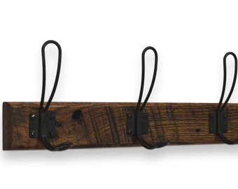 Rustic Reclaimed Oak Coat Rack 5 Hooks