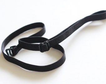 1/4"W Black Bra Straps w/Hooks Sliders|Detachable Bra Straps|Spaghetti Lingerie Elastic Stretch Removable Elastic Bra Strap Hook Shoulder