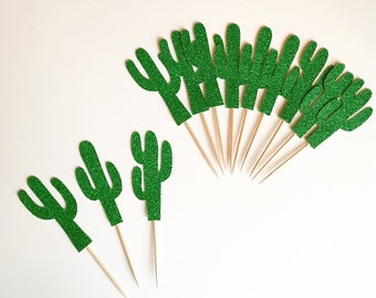 CACTUS CUPCAKE TOPPERS | Fiesta Decorations | Cactus Picks | Cactus Party Decor | Cinco de Mayo Decorations | Birthday Fiesta Decor | Cacti