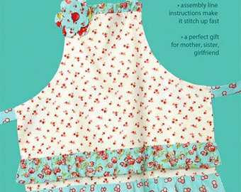 CHORE GIRL APRON pattern adult size Cabbage Rose shabby easy sewing farmhouse cotton patchwork rotary cutter quilter style