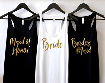 Bride Tank Top, Maid of Honor Tank Top, Bridesmaid Tank, Bride Shirt, Bridal Party Shirts, Bridesmaid Gifts, Bachelorette Party Shirts, MOH