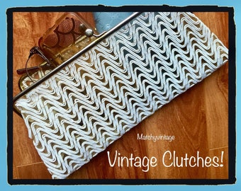 FREE SHIPPING | Vintage Clutch | 50s Midcentury Modern Bag | Lucite and Clear PVC Handbag
