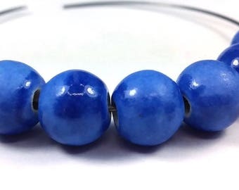 Blue matte / glossy: 10 (pc138) 10mm ceramic beads