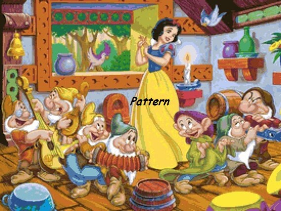 Princess Snow White And Seven Dwarfs 7 Cross Stitch Pattern 