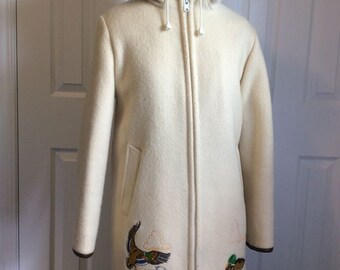 Vintage Kelsey Trail Iniut Pure Wool Fur Trimmed Parka Size 8