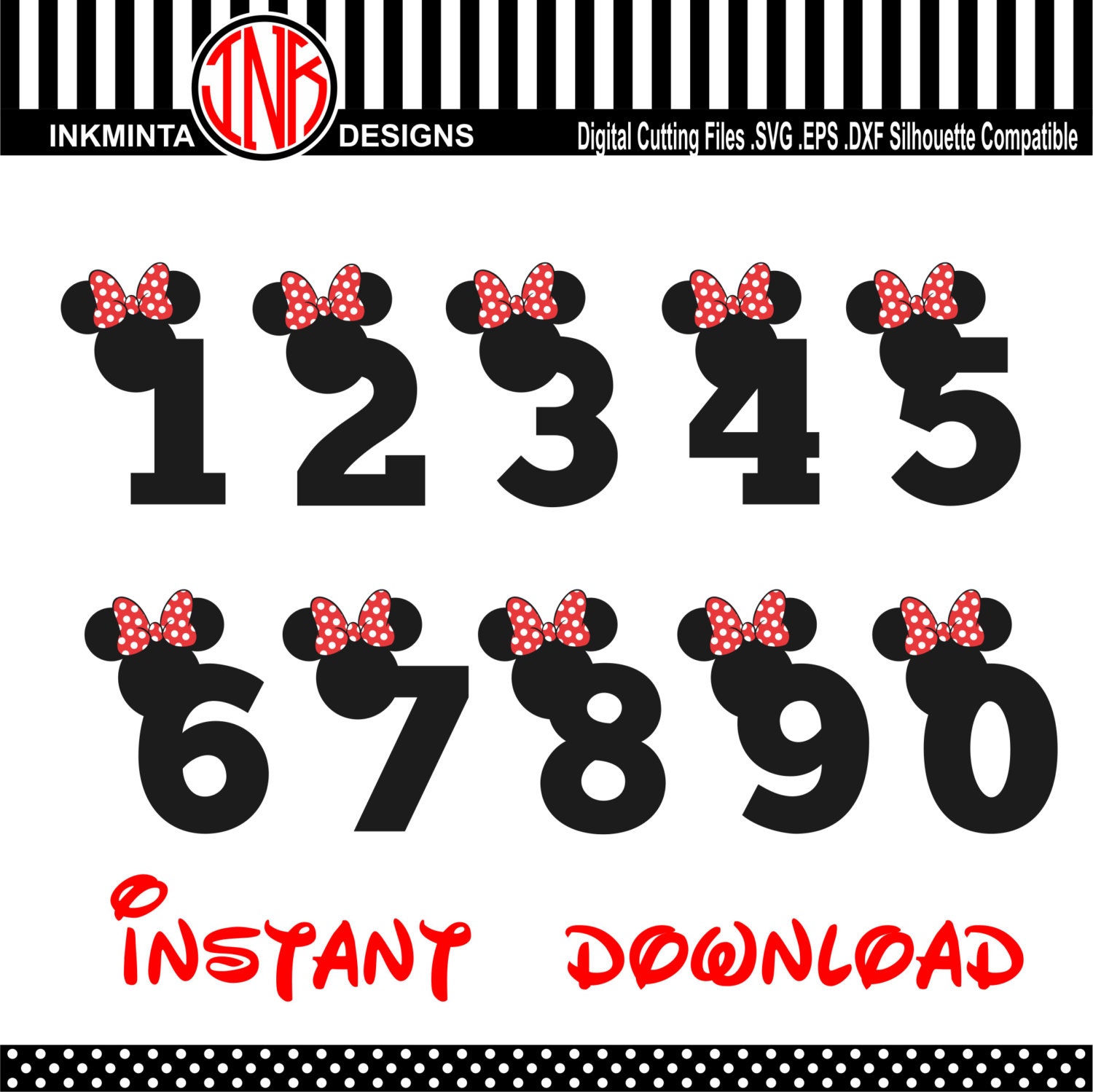 Download Minnie number svg Font Walt Disney numbers Font Alphabet
