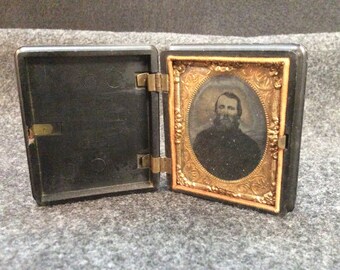 1800's Bookcase Tin Type Photo E-190
