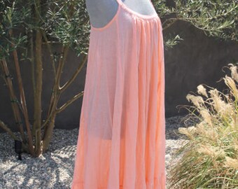 vintage zodiac indian cotton gauze sun dress xs small medium coral pink