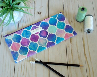 Moroccan Mermaid Pencil Pouch/ Back to school/ Zip Pouch
