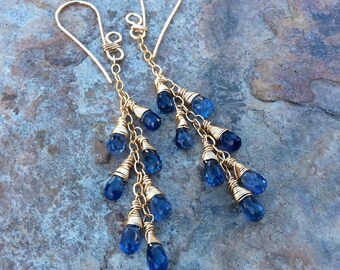 KYANITE Earrings, blue Kyanite Jewelry, 14k gold filled earrings, handmade earrings, artisan jewelry, blue gemstone earrings