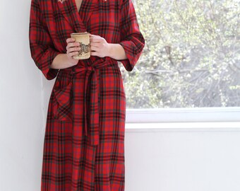 1960s plaid wool bathrobe