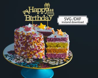 Download Cake Topper svg Happy Birthday svg. Cutting file for Cricut