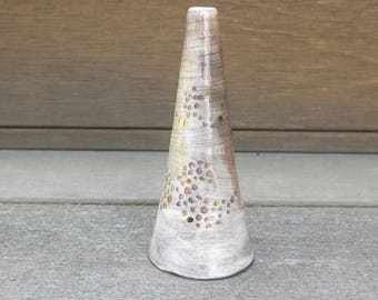Woodland Ceramic Ring Holder Cone Hand Drawn Swirling Dots Rustic Pink Home Decor Gift Idea, Handmade Artisan Pottery by Licia Lucas Pfadt