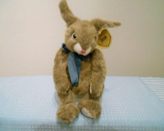 TY CLASSIC Vintage Plush/Baby Pokey/Darling Sandy Brown Bunny With Pink Nose & Blue Satin Ribbon/Designed By Sally Winey/Easter Gift!