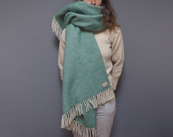 personalized green herringbone blanket scarf, personalised scarf, chunky scarf, shawl, personalized shawl, monogrammed scarf, green scarf