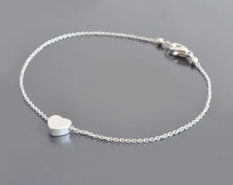 Heart necklace,Silver Bracelet, Everyday jewelry, Dainty bracelet, Delicate jewelry,Simple bracelet,Charm bracelet,Bridesmaid gift