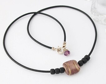 Purple Lampwork Beaded Necklace