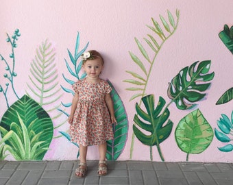 Peach Floral Cotton Dress