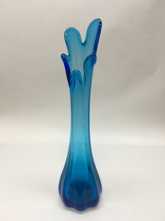 Vintage Hand Blown Blue Glass Vase 1399