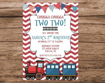 Train Invitation, Train Invitations, Chugga Chugga Two Two, Train Birthday, Digital Invitation