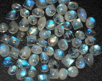 Blue Moonstone Cabochons Destach 100 ct Total 7+ Pcs 9-24mm Natural Rainbow Various Shapes Semiprecious Gemstone Take 10% Off Jewelry Supply