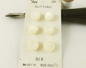 Small White Frosted Pearl Buttons, 6 Creamy White 13mm 1/2 inch Shank Buttons from Sears