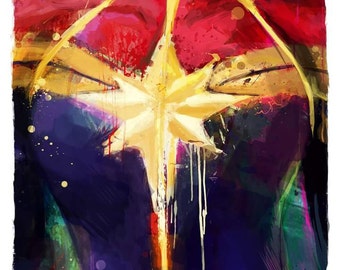 Captain Marvel Marvelous Collection Abstract Art Print, 13 x 19"