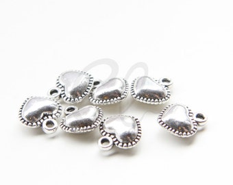 20pcs Oxidized Silver Tone Base Metal Charms-Heart 12x13mm (16545Y-H-355)