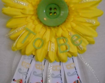 Cute as a button baby shower corsage
