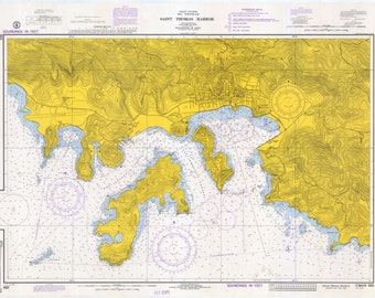 saint thomas harbor virgin islands 1972 nautical map including gallows hill reprint
