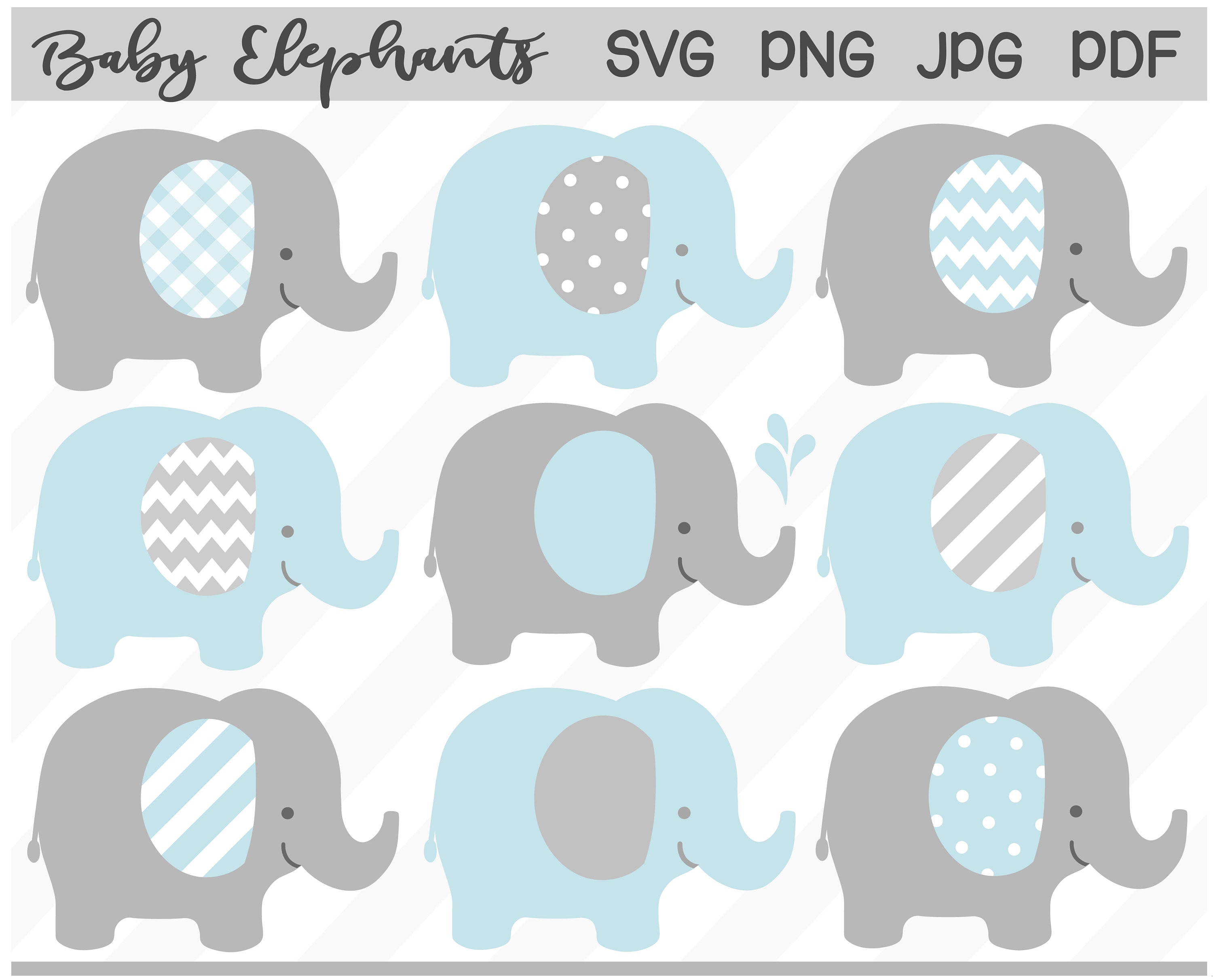 Baby Elephant SVG blue gray elephant clipart boy baby