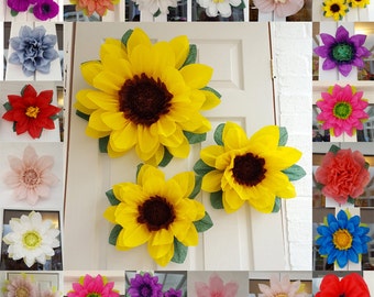 Sunflowers Pom pom Tissue Paper Flower Set of 3x 45cm & 28cm /Frozen fever/pompom/Wedding/Birthday/Centerpiece/bright yellow