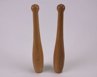 Vintage wooden skittles pair