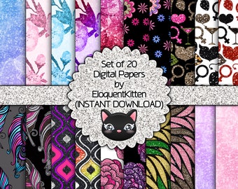 20 Digital Girly Patterns 001 - INSTANT DOWNLOAD