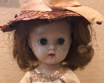 Vintage 8 inch Ginny Doll with Brown Hair and Original Outfit. So Cute!