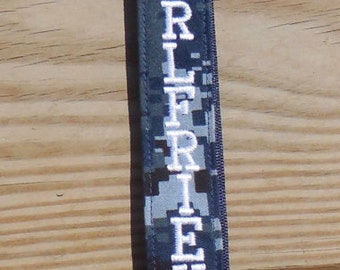 US Navy Girlfriend Lanyard Navy NWU Fabric White Embroidered Lanyard Military Embroidered Lanyard Armed Forces Lanyard
