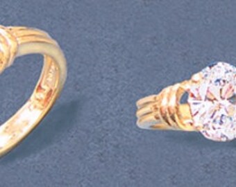 Solid Sterling Silver or 14kt White or Yellow Gold 9x7 Oval blank Banded Shank Ladies Ring setting Size 7, 163-830/143-830