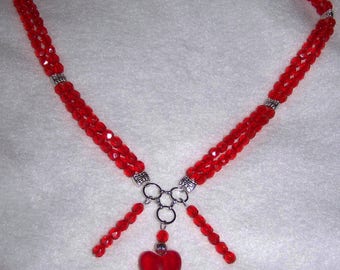 Czech bead and Lampwork heart necklace
