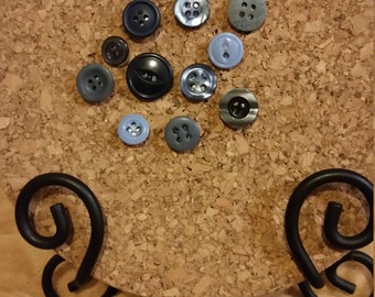 11 Decorative Blue Vintage Button Push Pin Tacks