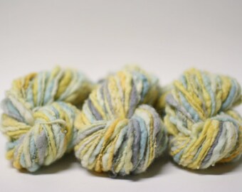 Handspun Thick and Thin Prefelted Yarn Hand Dyed Merino Slub tts (tm) miniLR1602