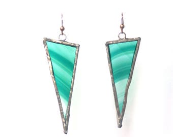Triangle Earrings, Stained Glass Earrings, Statement Earrings, Geometric Earrings