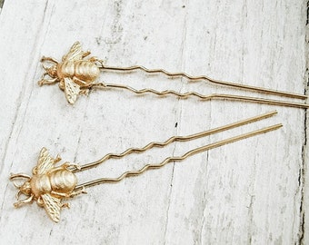 SALE beekeeper - golden honey bee hair pin set