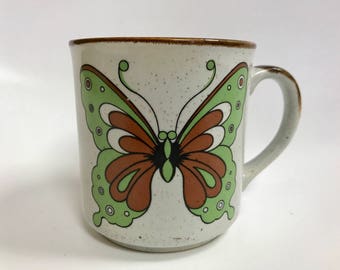 Vintage Butterfly coffee mug cup Japan 70's