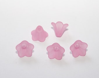 10 PCs. lucite flowers / flower beads / 14x14mm / frosted / pink B009
