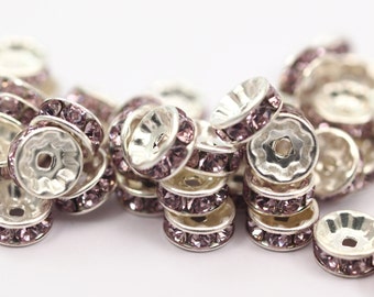 5 Violet Swarovski Rondelle Beads 8 Mm Y285