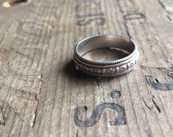 Wedding Band Sterling silver band || Rustic Sterling Silver Ring