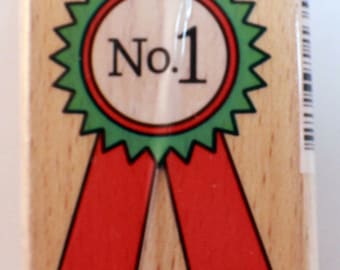 N0 1 First Place Ribbon Studio G Wooden Rubber Stamp #INV113