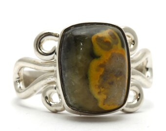 Jasper Ring, 925 Sterling Silver, Unique only 1 piece available! SIZE 7.50, color green, weight 5.5g, #34073