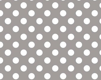 Gray Polka Dot Fabric - Riley Blake Medium Dot - Grey and White Dot Fabric