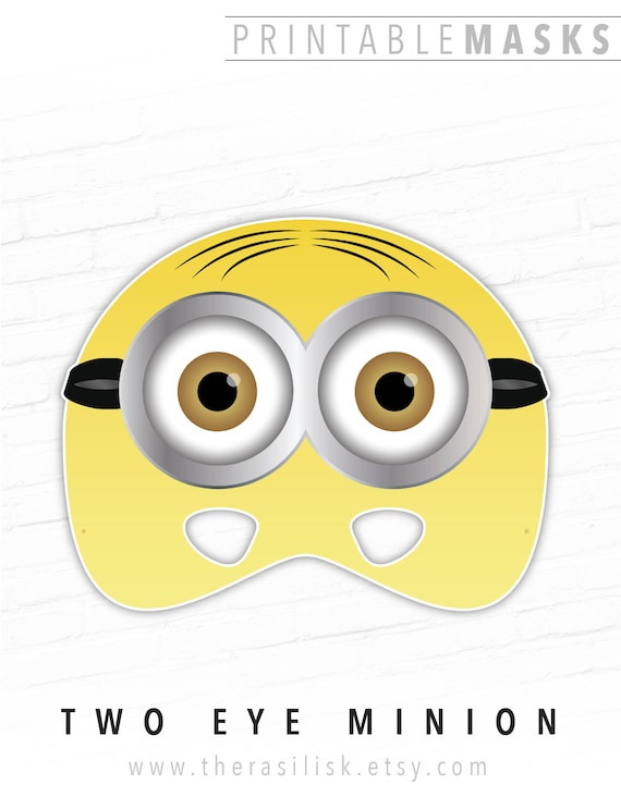 Paper Masks Printable Mask Minion Mask Halloween Mask Two